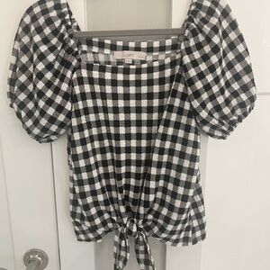 LOFT XSP Black and White Checkered Women's Top